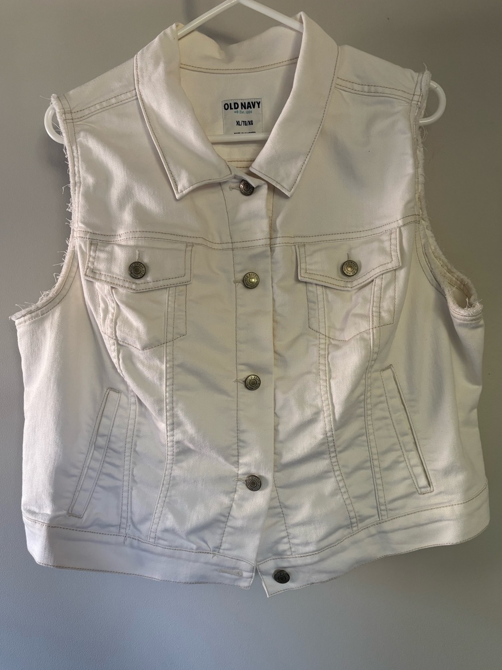 Old Navy White Sleeveless Denim Vest